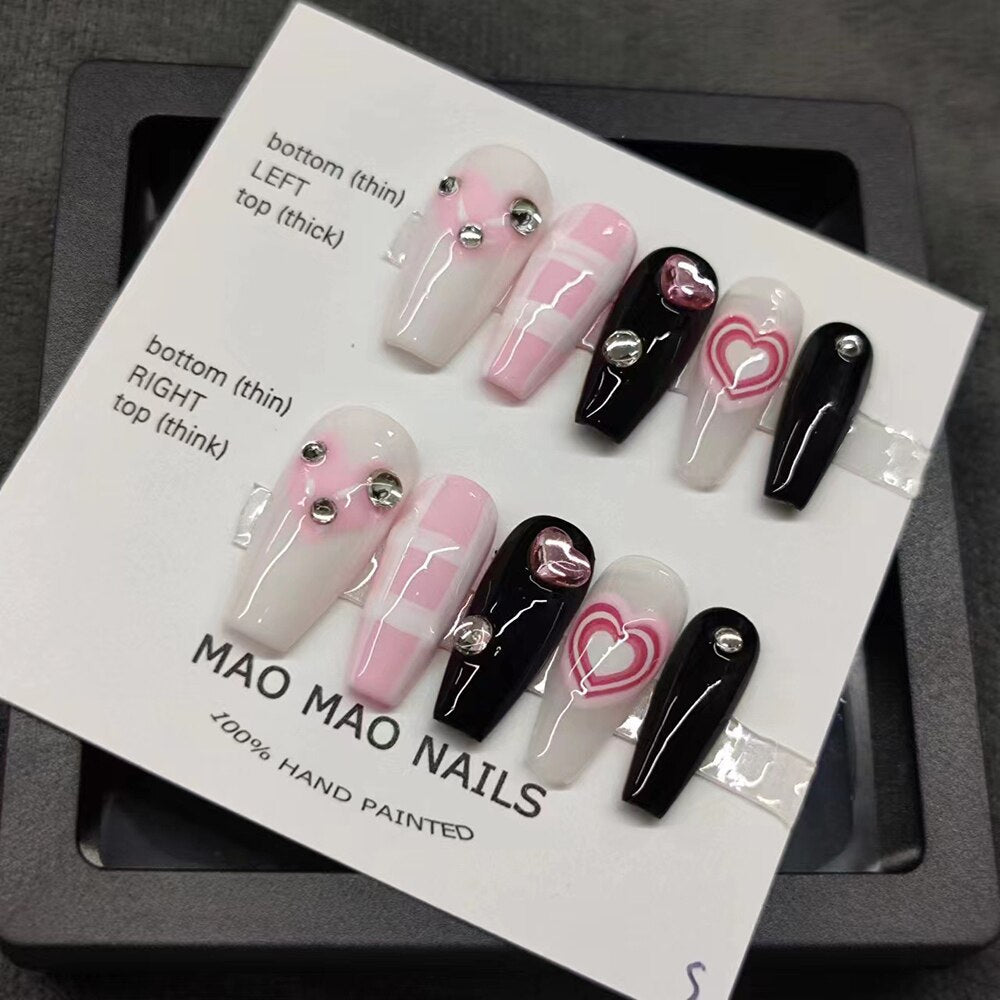 Nails Set Press On Pure Handmade Wearable Nails Love Butterfly Fashion Fake Nails Fake Nails Press On Nails Nail Accessories
