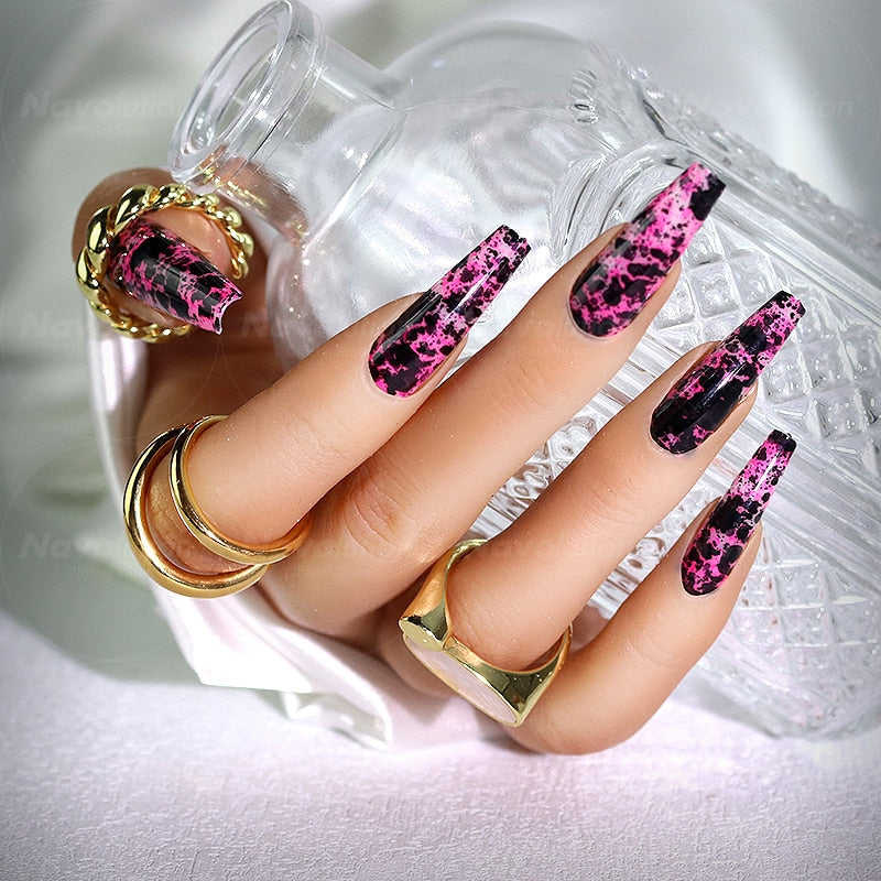 Navolution 24Pcs/Set DIY Manicure Wearable Fake Nails press on Detachable Finished Fingernails Ballet Square Head Almond Short 30