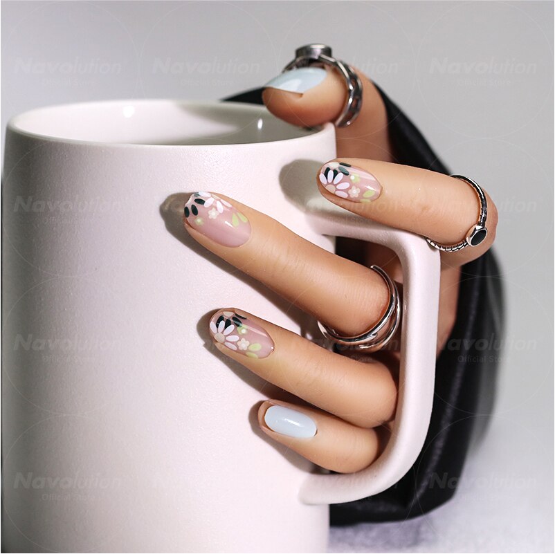 Navolution 24Pcs/Set DIY Manicure Wearable Fake Nails press on Detachable Finished Fingernails Ballet Square Head Almond Short 42