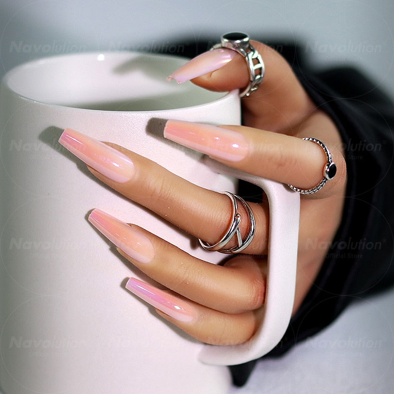 Navolution 24Pcs/Set DIY Manicure Wearable Fake Nails press on Detachable Finished Fingernails Ballet Square Head Almond Short 26