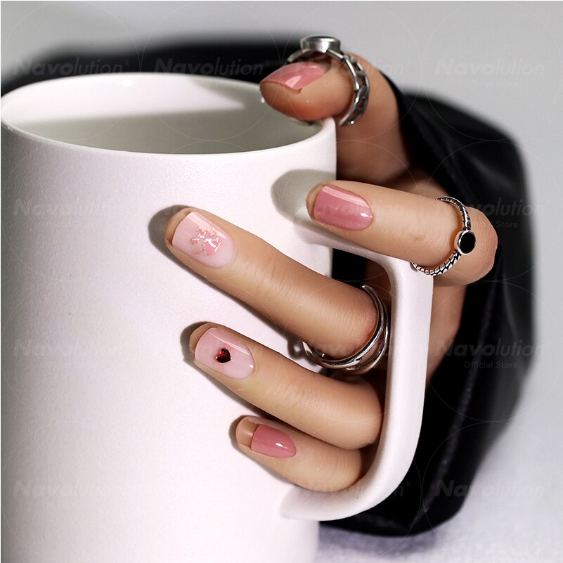 Navolution 24Pcs/Set DIY Manicure Wearable Fake Nails press on Detachable Finished Fingernails Ballet Square Head Almond Short 50