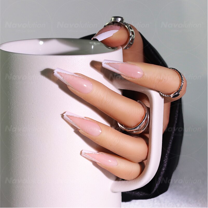 Navolution 24Pcs/Set DIY Manicure Wearable Fake Nails press on Detachable Finished Fingernails Ballet Square Head Almond Short 11
