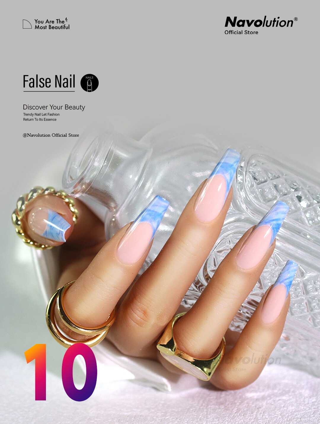 Navolution 24Pcs/Set DIY Manicure Wearable Fake Nails press on Detachable Finished Fingernails Ballet Square Head Almond Short 10