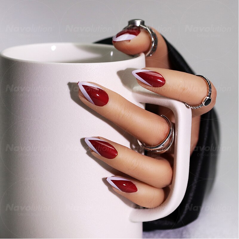 Navolution 24Pcs/Set DIY Manicure Wearable Fake Nails press on Detachable Finished Fingernails Ballet Square Head Almond Short 47