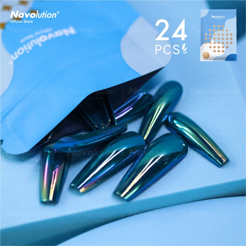 Navolution 24Pcs/Set DIY Manicure Wearable Fake Nails press on Detachable Finished Fingernails Ballet Square Head Almond Short