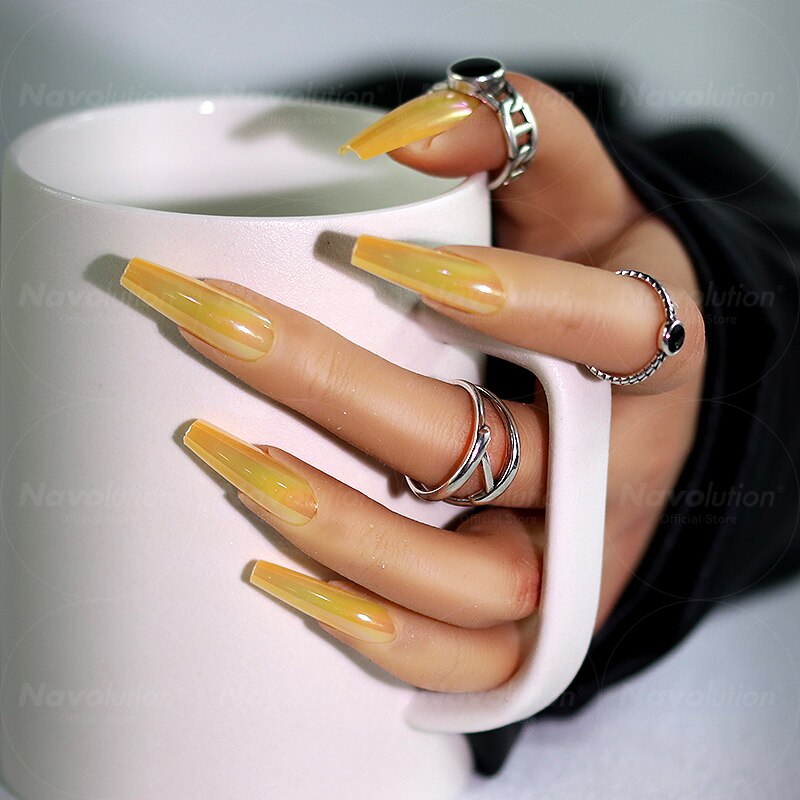 Navolution 24Pcs/Set DIY Manicure Wearable Fake Nails press on Detachable Finished Fingernails Ballet Square Head Almond Short 23