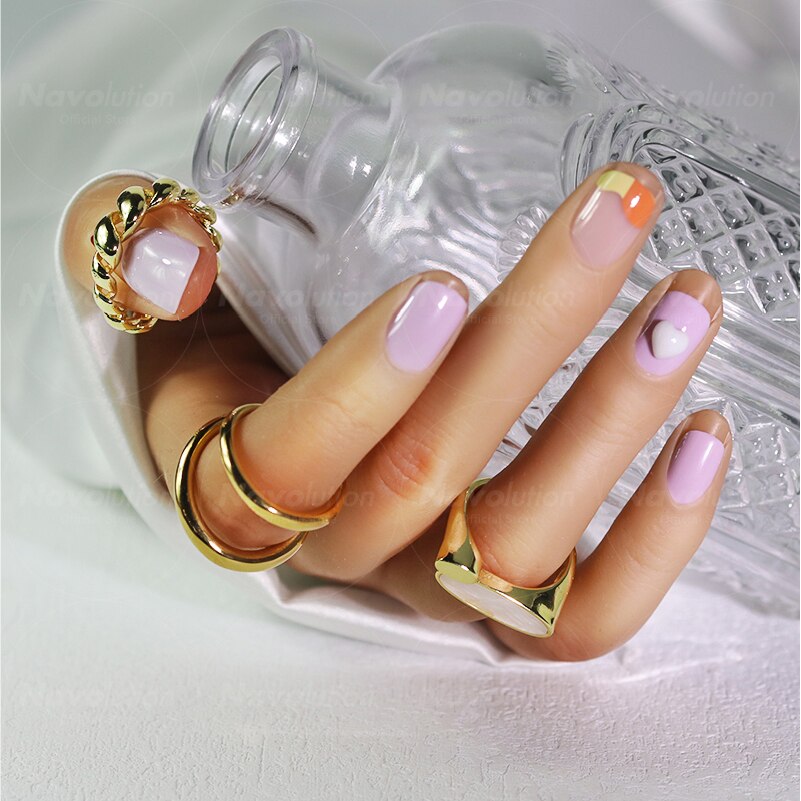 Navolution 24Pcs/Set DIY Manicure Wearable Fake Nails press on Detachable Finished Fingernails Ballet Square Head Almond Short 42