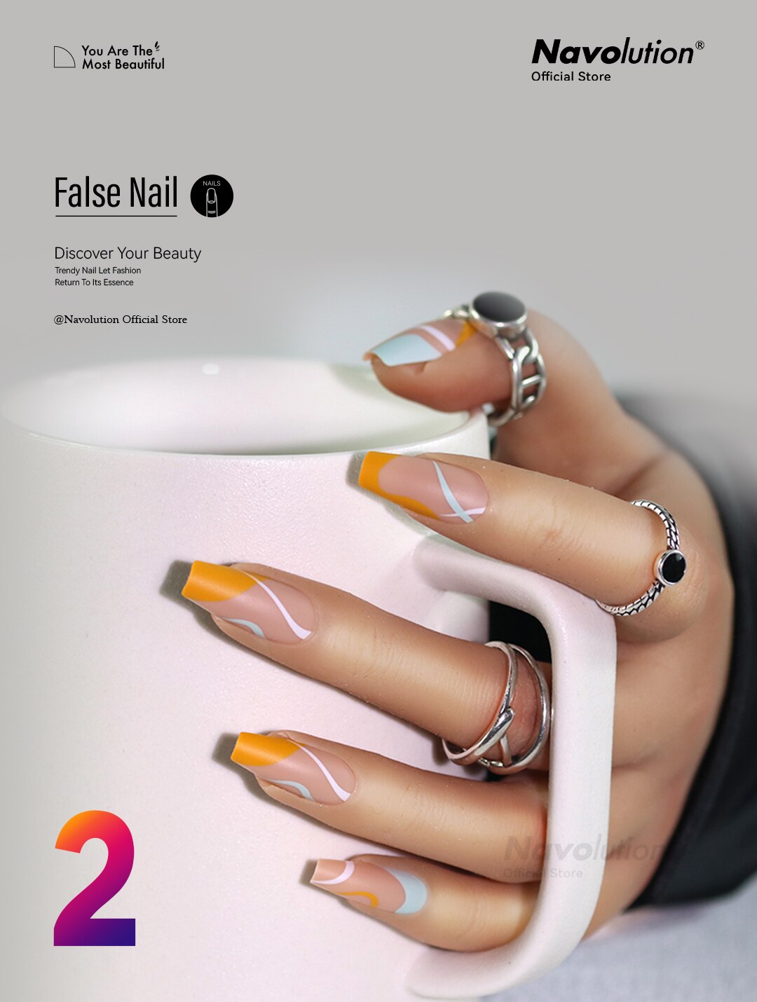 Navolution 24Pcs/Set DIY Manicure Wearable Fake Nails press on Detachable Finished Fingernails Ballet Square Head Almond Short 2