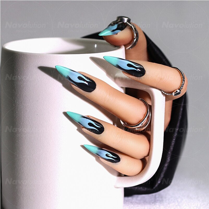 Navolution 24Pcs/Set DIY Manicure Wearable Fake Nails press on Detachable Finished Fingernails Ballet Square Head Almond Short 46