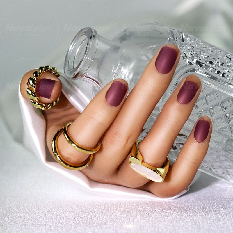 Navolution 24Pcs/Set DIY Manicure Wearable Fake Nails press on Detachable Finished Fingernails Ballet Square Head Almond Short 16