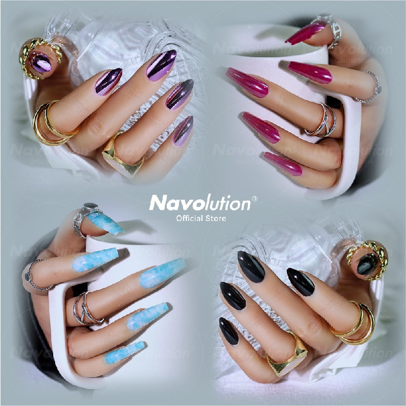 Navolution 24Pcs/Set DIY Manicure Wearable Fake Nails press on Detachable Finished Fingernails Ballet Square Head Almond Short