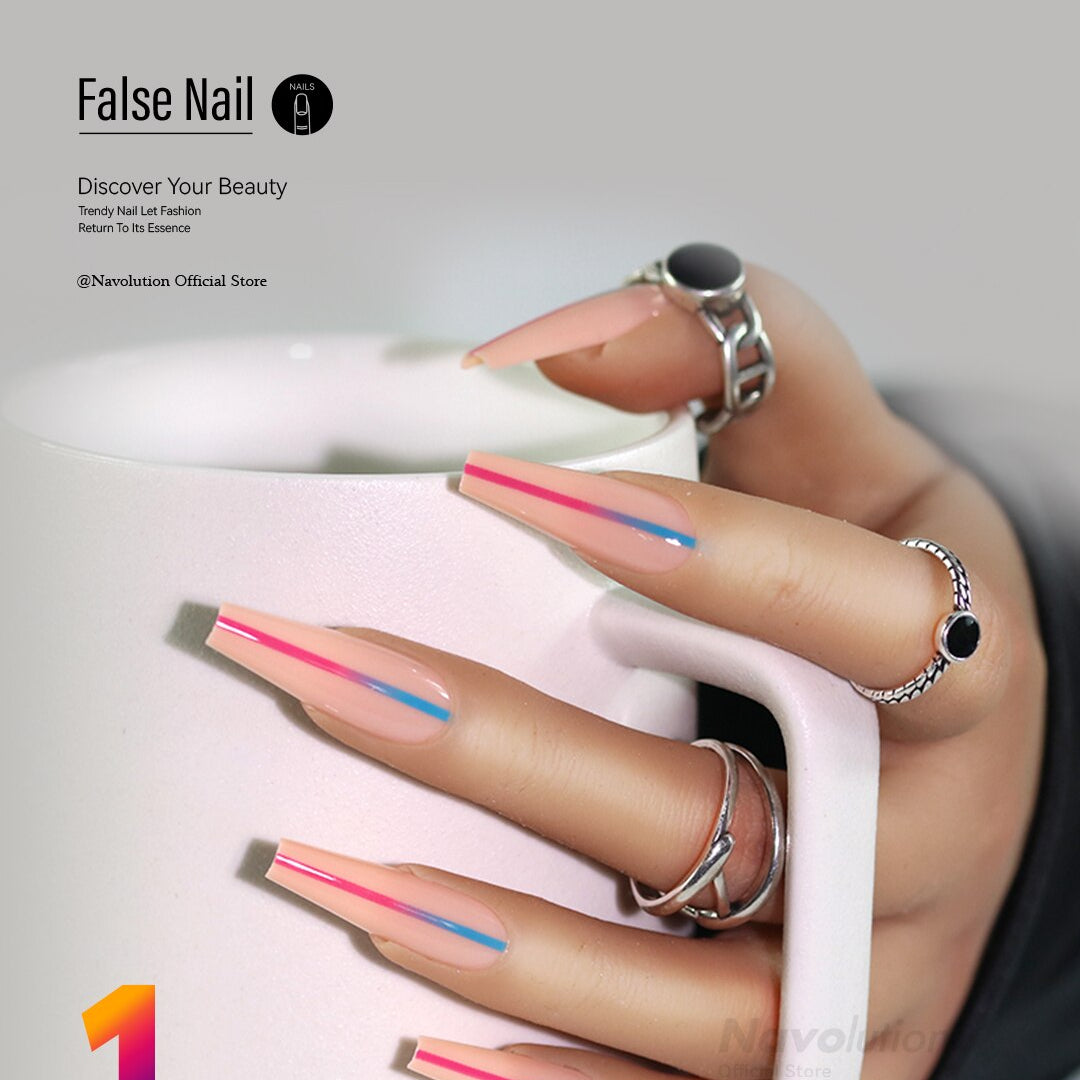 Navolution 24Pcs/Set DIY Manicure Wearable Fake Nails press on Detachable Finished Fingernails Ballet Square Head Almond Short 1