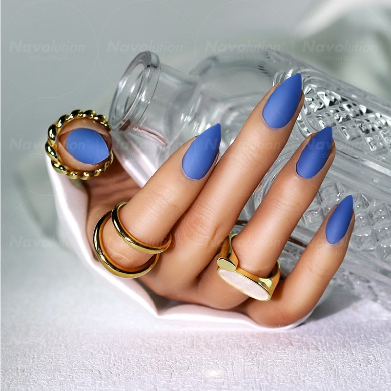 Navolution 24Pcs/Set DIY Manicure Wearable Fake Nails press on Detachable Finished Fingernails Ballet Square Head Almond Short 14