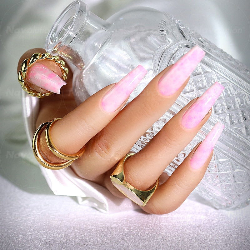 Navolution 24Pcs/Set DIY Manicure Wearable Fake Nails press on Detachable Finished Fingernails Ballet Square Head Almond Short 33