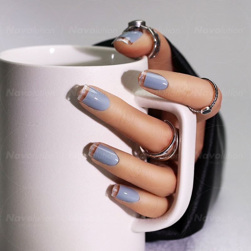 Navolution 24Pcs/Set DIY Manicure Wearable Fake Nails press on Detachable Finished Fingernails Ballet Square Head Almond Short 43