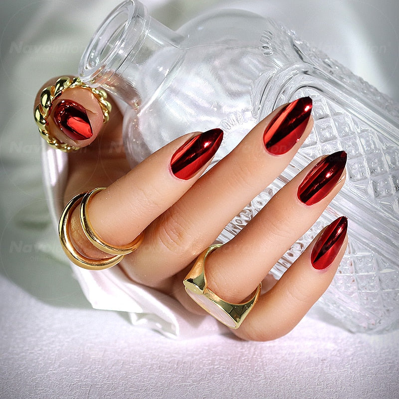 Navolution 24Pcs/Set DIY Manicure Wearable Fake Nails press on Detachable Finished Fingernails Ballet Square Head Almond Short 4