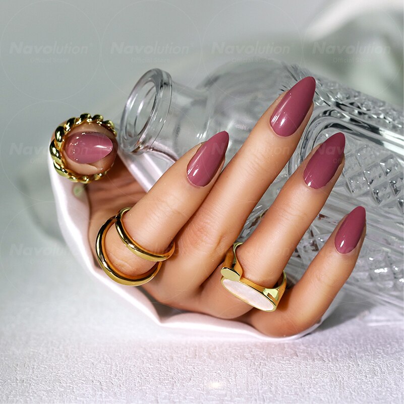 Navolution 24Pcs/Set DIY Manicure Wearable Fake Nails press on Detachable Finished Fingernails Ballet Square Head Almond Short 8