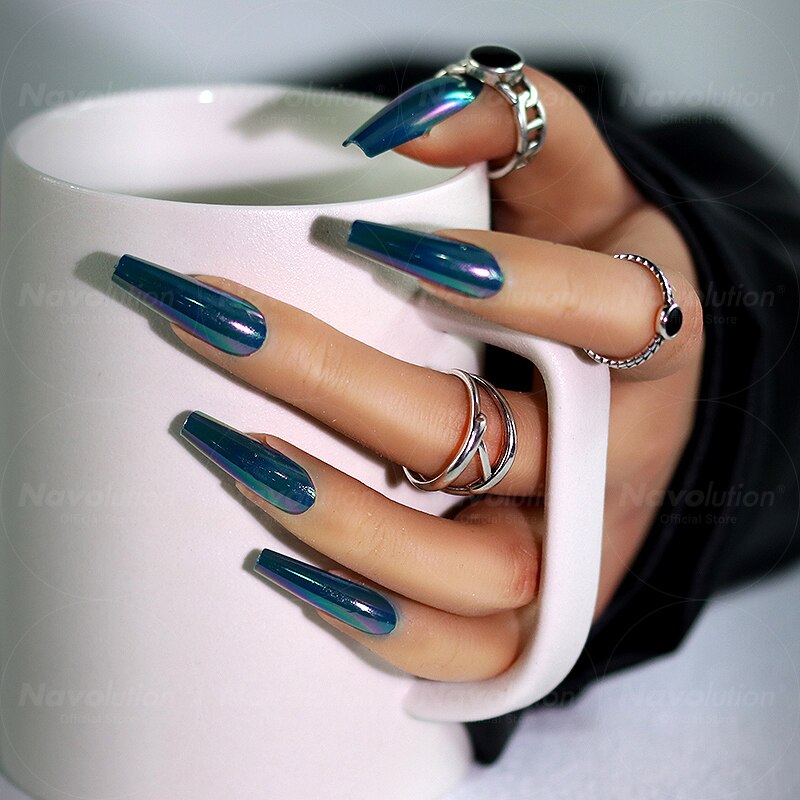 Navolution 24Pcs/Set DIY Manicure Wearable Fake Nails press on Detachable Finished Fingernails Ballet Square Head Almond Short 9