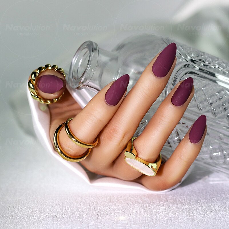 Navolution 24Pcs/Set DIY Manicure Wearable Fake Nails press on Detachable Finished Fingernails Ballet Square Head Almond Short 24