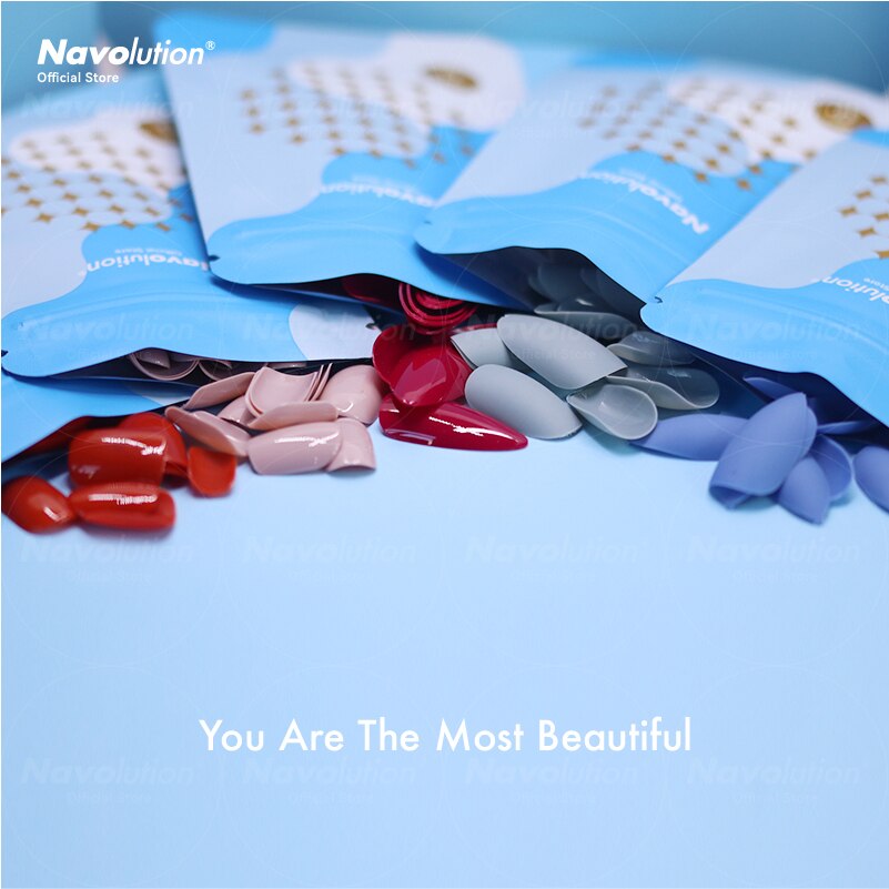 Navolution 24Pcs/Set DIY Manicure Wearable Fake Nails press on Detachable Finished Fingernails Ballet Square Head Almond Short