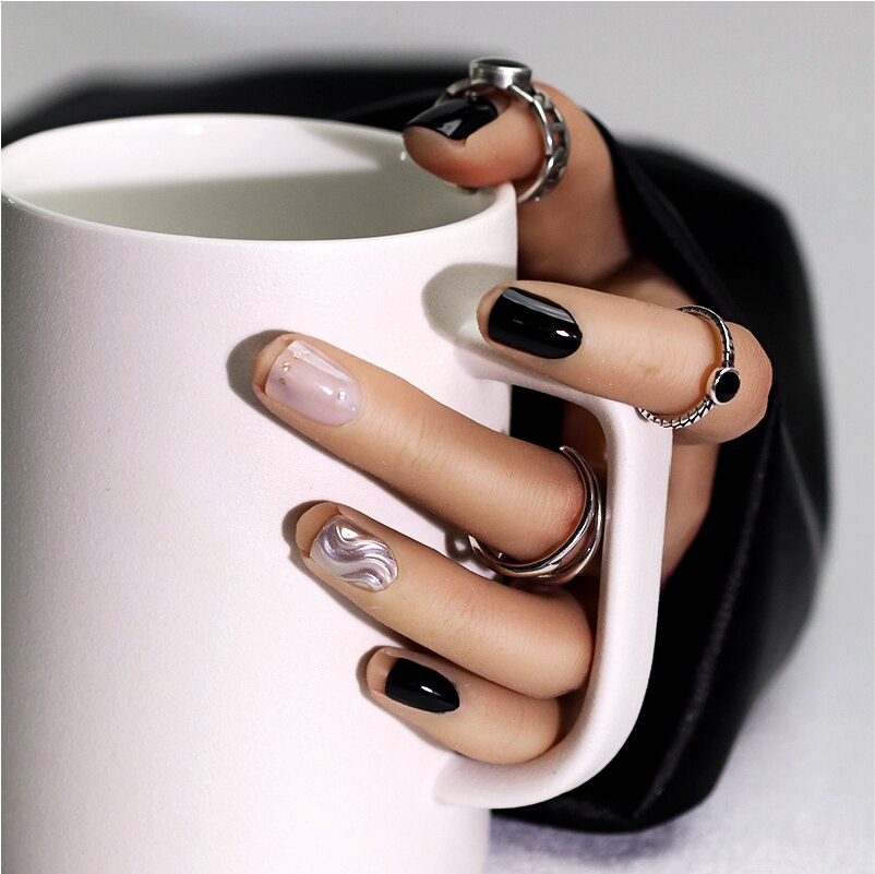 Navolution 24Pcs/Set DIY Manicure Wearable Fake Nails press on Detachable Finished Fingernails Ballet Square Head Almond Short 49