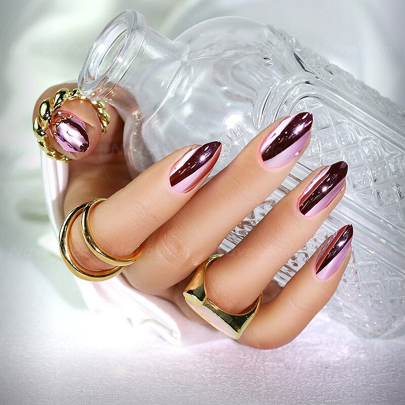 Navolution 24Pcs/Set DIY Manicure Wearable Fake Nails press on Detachable Finished Fingernails Ballet Square Head Almond Short 16