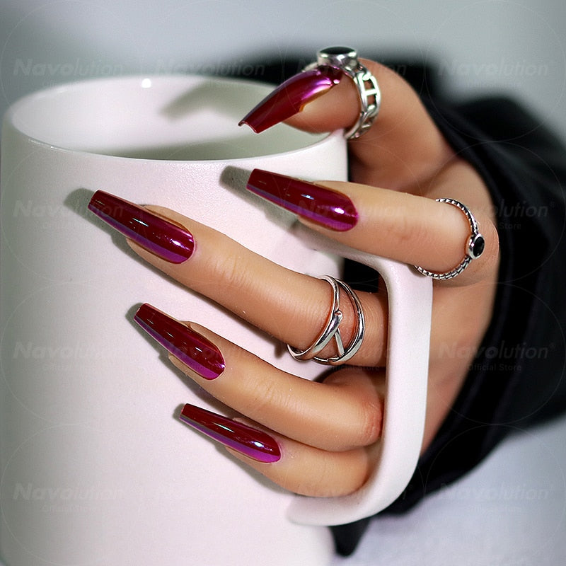 Navolution 24Pcs/Set DIY Manicure Wearable Fake Nails press on Detachable Finished Fingernails Ballet Square Head Almond Short 25