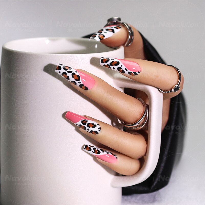 Navolution 24Pcs/Set DIY Manicure Wearable Fake Nails press on Detachable Finished Fingernails Ballet Square Head Almond Short 7