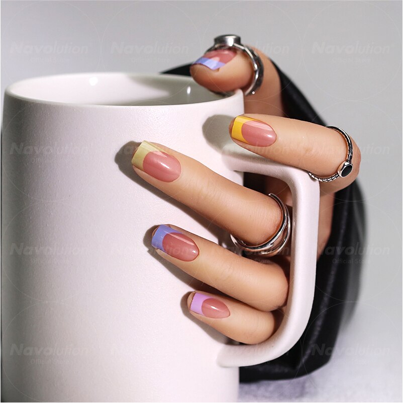 Navolution 24Pcs/Set DIY Manicure Wearable Fake Nails press on Detachable Finished Fingernails Ballet Square Head Almond Short 40