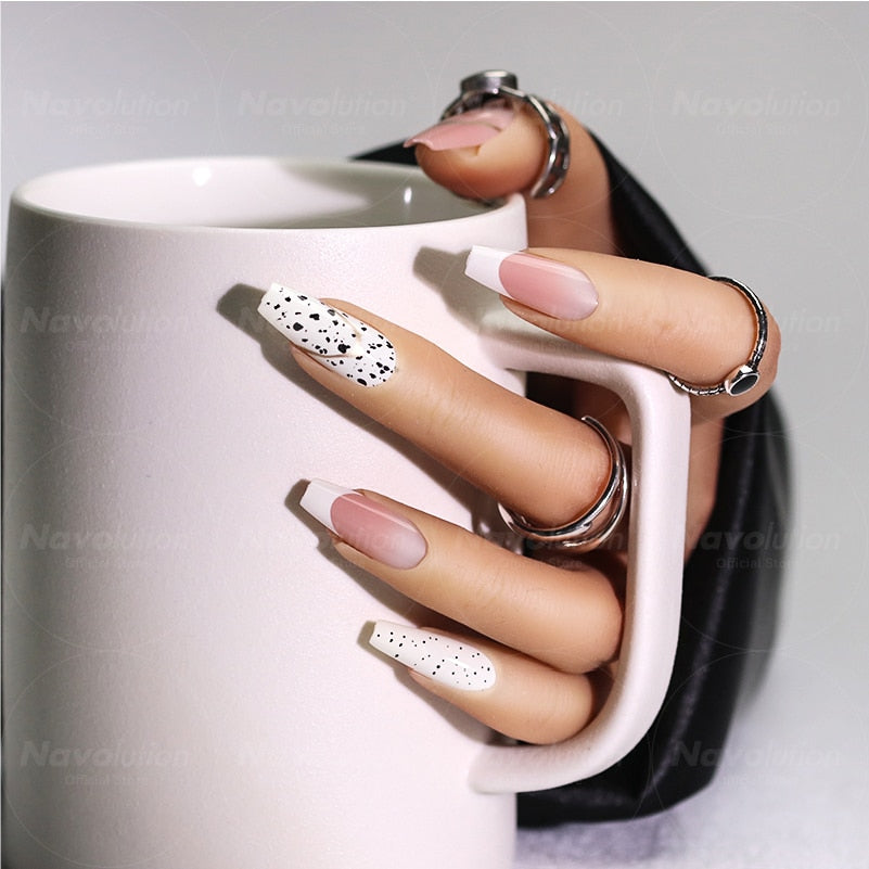Navolution 24Pcs/Set DIY Manicure Wearable Fake Nails press on Detachable Finished Fingernails Ballet Square Head Almond Short 5