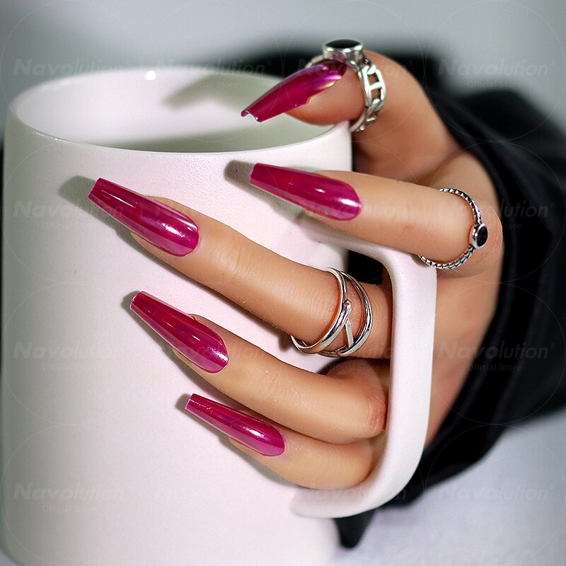 Navolution 24Pcs/Set DIY Manicure Wearable Fake Nails press on Detachable Finished Fingernails Ballet Square Head Almond Short 12