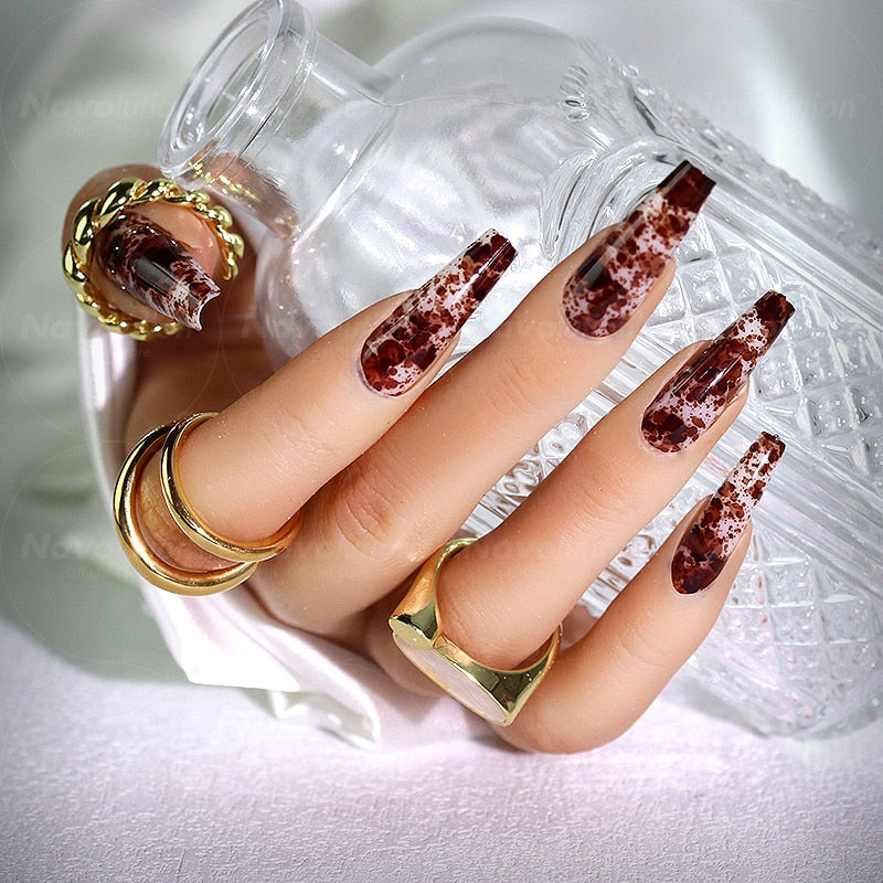 Navolution 24Pcs/Set DIY Manicure Wearable Fake Nails press on Detachable Finished Fingernails Ballet Square Head Almond Short 32