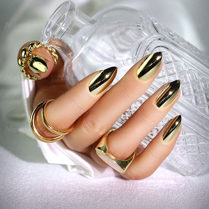 Navolution 24Pcs/Set DIY Manicure Wearable Fake Nails press on Detachable Finished Fingernails Ballet Square Head Almond Short 5