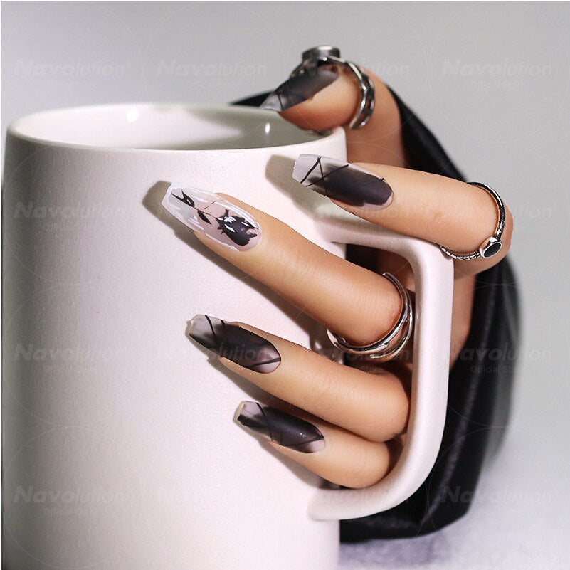 Navolution 24Pcs/Set DIY Manicure Wearable Fake Nails press on Detachable Finished Fingernails Ballet Square Head Almond Short 6