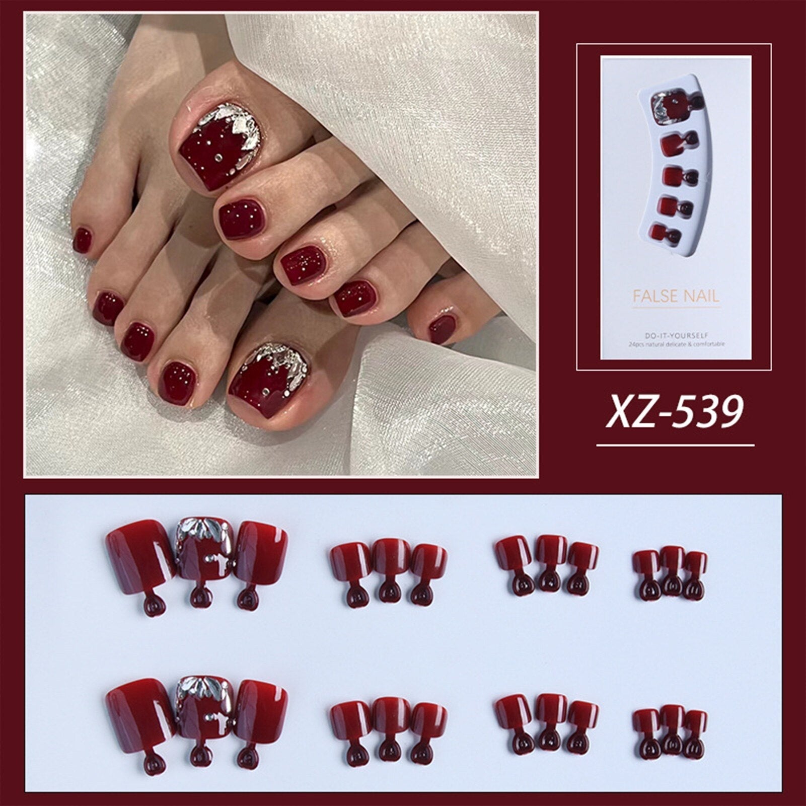 New 2022 Summer Gold Full Diamond Feet Nails Press On Fake Glitter Toe Nail Stickers Full Cover Toe Nail Tips False Foot Nails J15