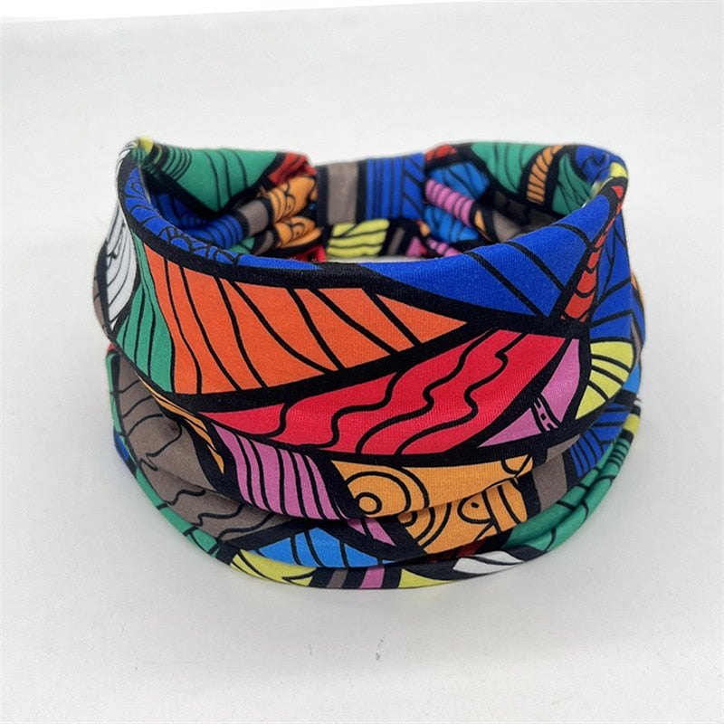 New African Pattern Print Headband for Women Twist Style Hair Band Ladies Salon Make Up Head Wrap Headwear Turban Girls Accessor 12