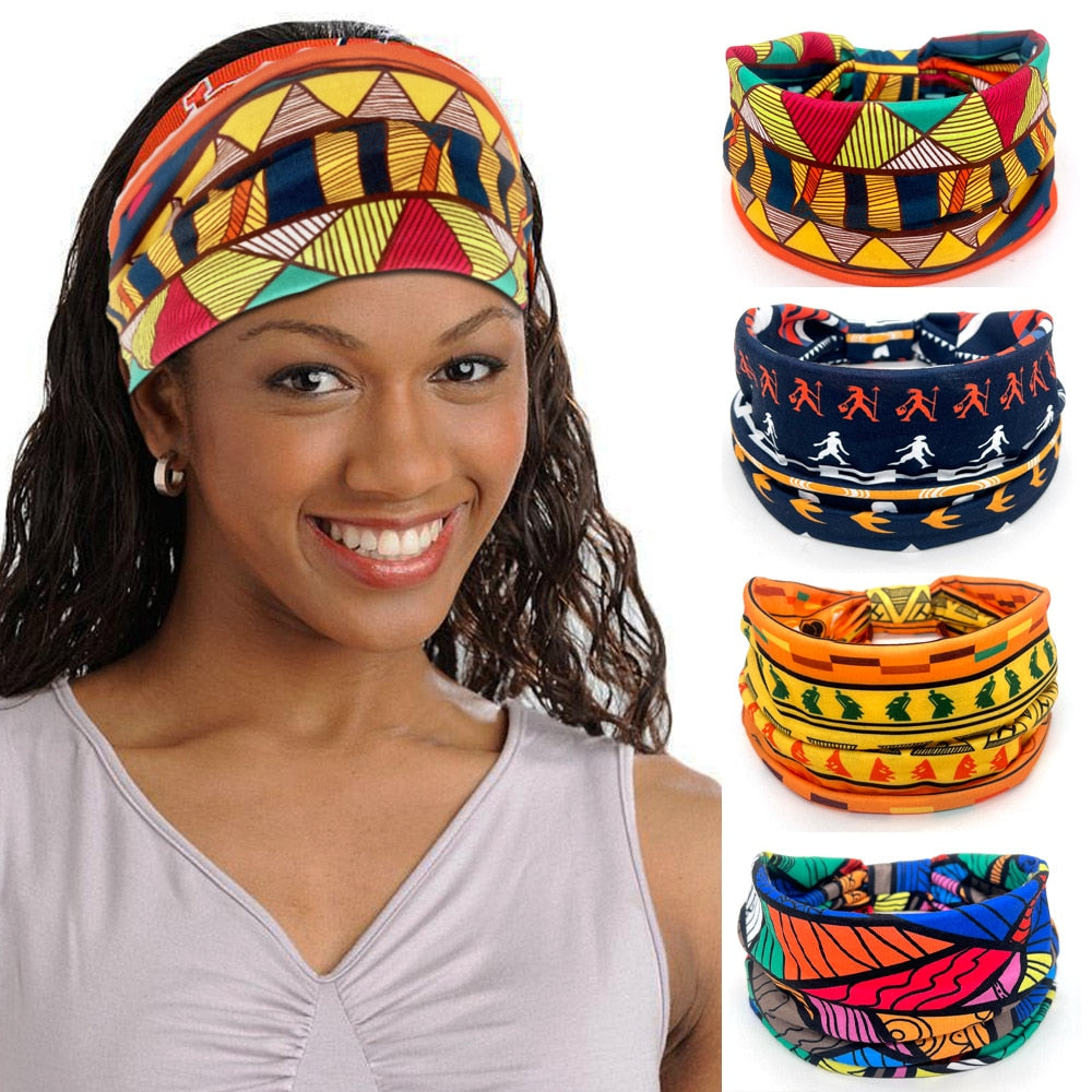 New African Pattern Print Headband for Women Twist Style Hair Band Ladies Salon Make Up Head Wrap Headwear Turban Girls Accessor AMAIO