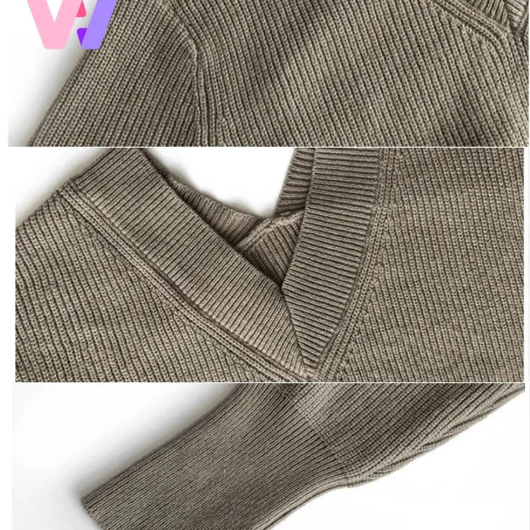 New Autumn Winter Women Knit Sweater Dress V-neck Loose Long Pullover Dress Lazy Temperament Robe Women One Piece Skirt Clothes