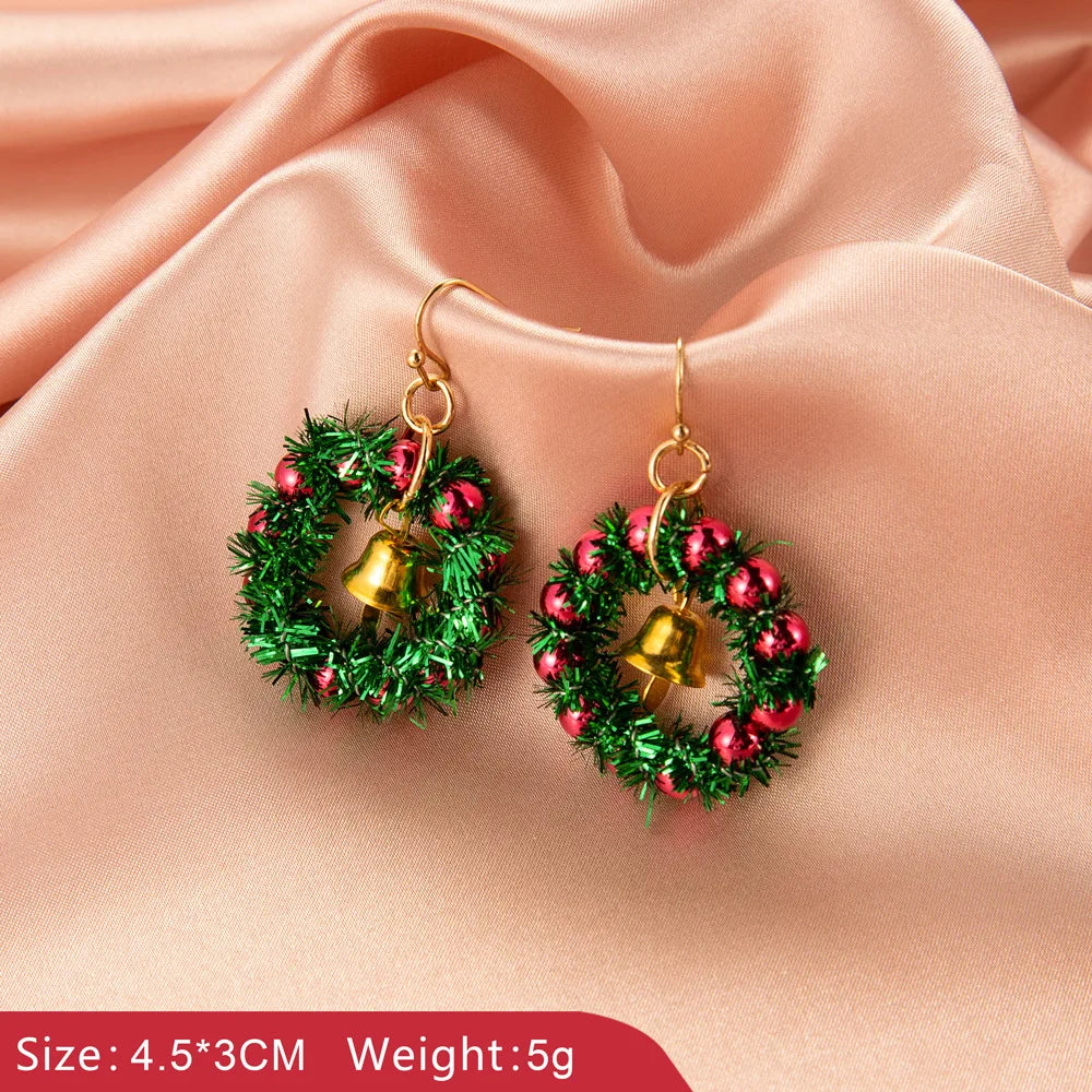 New Christmas Snowman Bells Dangle Earrings For Women Girl Creative Elk Snowflake Tree Earring Christmas Party 2021 Jewelry Gift 5715