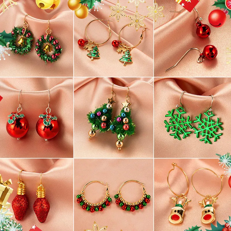 New Christmas Snowman Bells Dangle Earrings For Women Girl Creative Elk Snowflake Tree Earring Christmas Party 2021 Jewelry Gift AMAIO