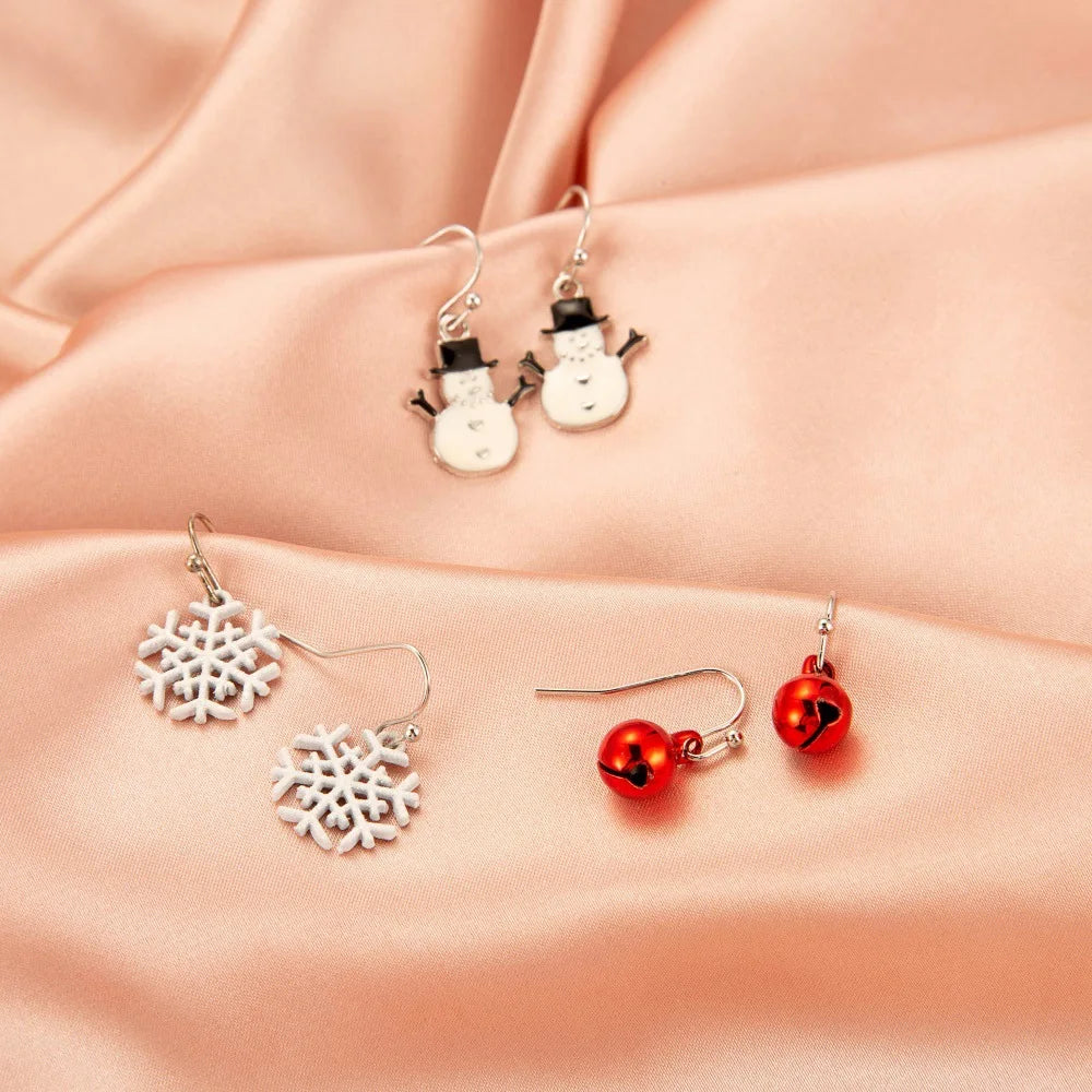 New Christmas Snowman Bells Dangle Earrings For Women Girl Creative Elk Snowflake Tree Earring Christmas Party 2021 Jewelry Gift
