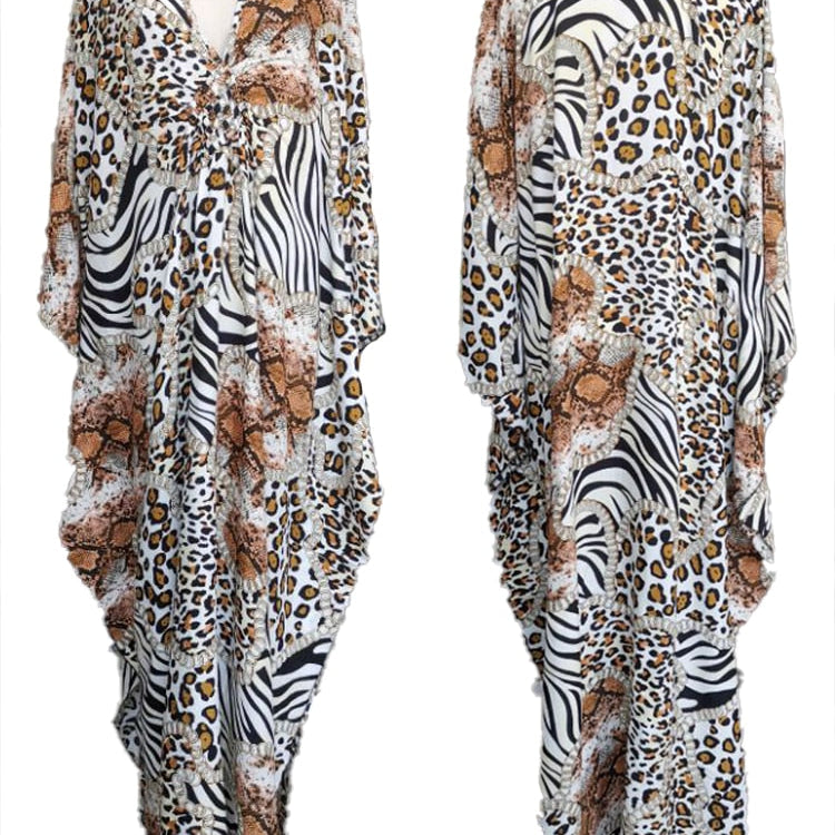 New Cover-up Over size Print Bohemian Maxi Dress Summer Swimsuit Cover Up