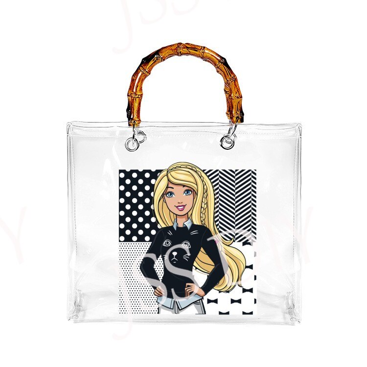 New Diy Barbie Handbag Fashion Women All-Match Jelly Transparent Pvc Tote Bags High Capacity Ladies Organizer Cosmetic Bag Gifts bag 9