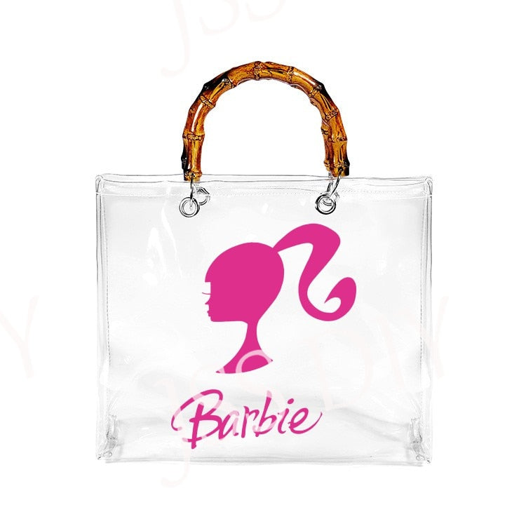 New Diy Barbie Handbag Fashion Women All-Match Jelly Transparent Pvc Tote Bags High Capacity Ladies Organizer Cosmetic Bag Gifts AMAIO
