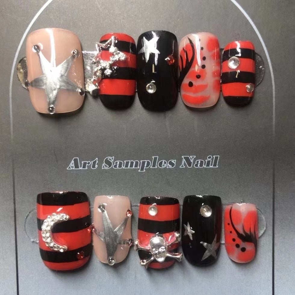 New Diy Hello Kitty Spice Girls Y2k Punk Finished Customized Sparkling Diamond Handmade Press on Nail Tips Detachable Manicure D