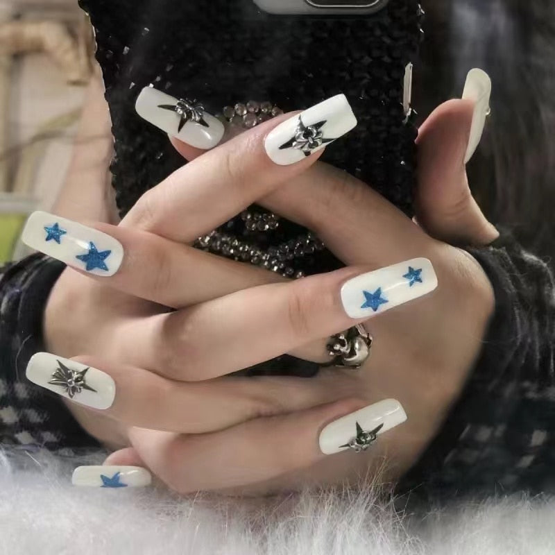 New Diy Hello Kitty Spice Girls Y2k Punk Finished Customized Sparkling Diamond Handmade Press on Nail Tips Detachable Manicure H