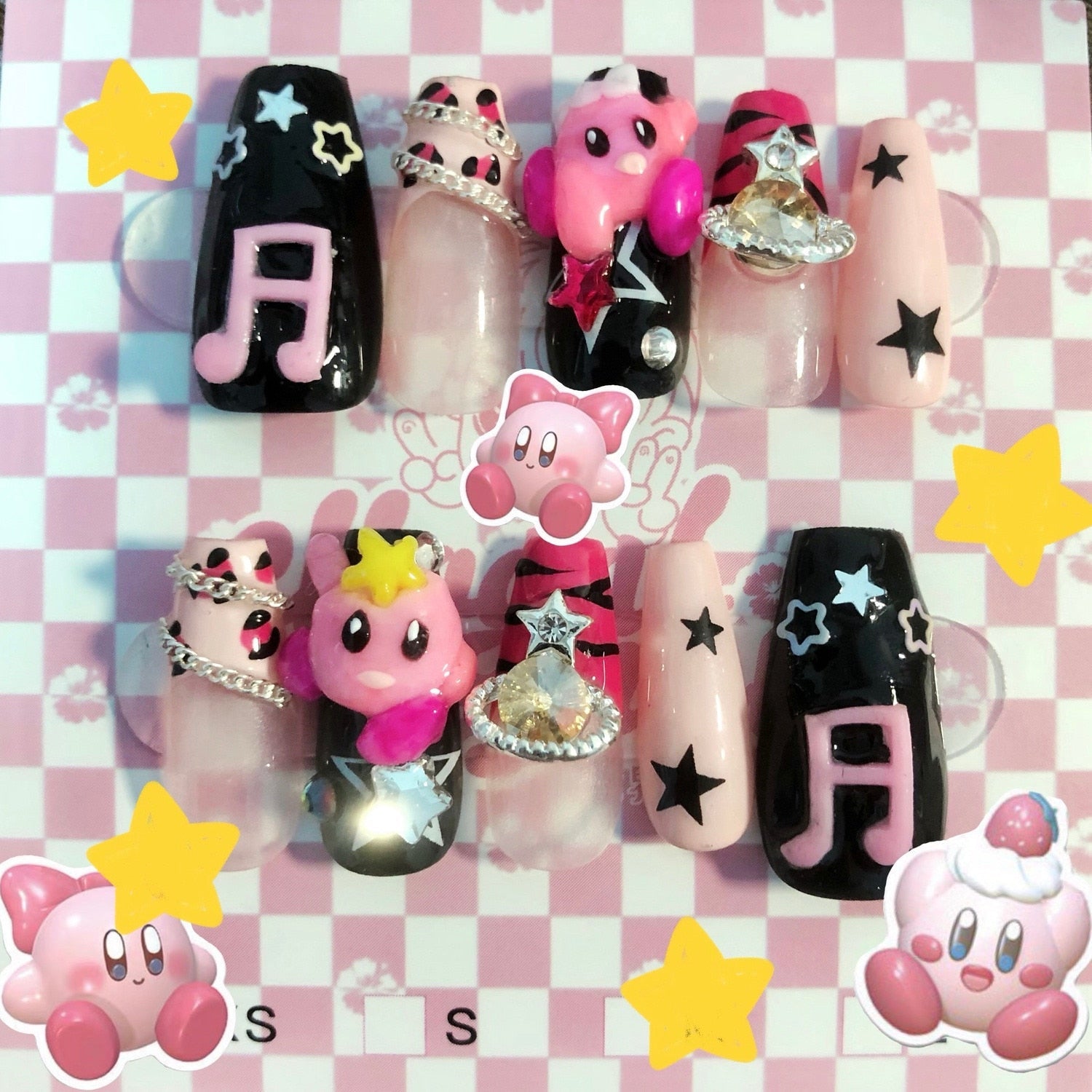 New Diy Hello Kitty Spice Girls Y2k Punk Finished Customized Sparkling Diamond Handmade Press on Nail Tips Detachable Manicure 3