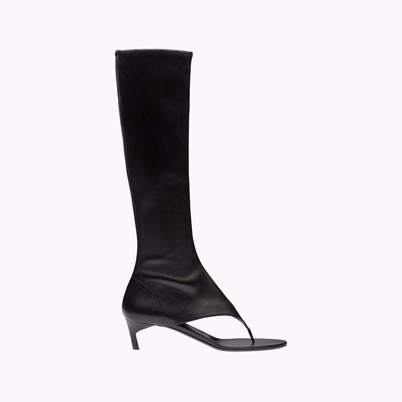New European and American Fish Mouth Clip Toe Mid Boot, Fashionable Thin High Heel Side Zipper Women's High Tube Cool Boot
