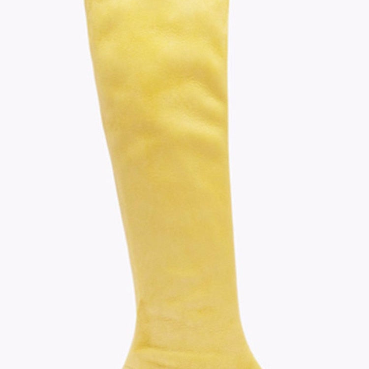 New European and American Fish Mouth Clip Toe Mid Boot, Fashionable Thin High Heel Side Zipper Women's High Tube Cool Boot 506-1-faint yellow