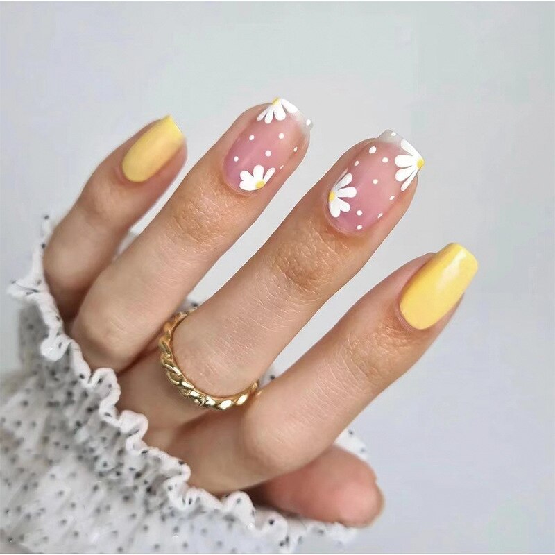 New Fake Nails Art Gel Tips Full Cover 24pcs Pink Shiny Shards With Press Glue Design Clear Short Ballet False Nails Press On LT815